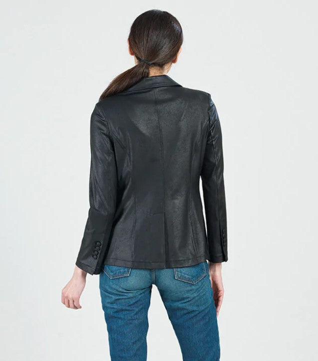 Load image into Gallery viewer, Liquid Leather Jacket with Notched Collar
