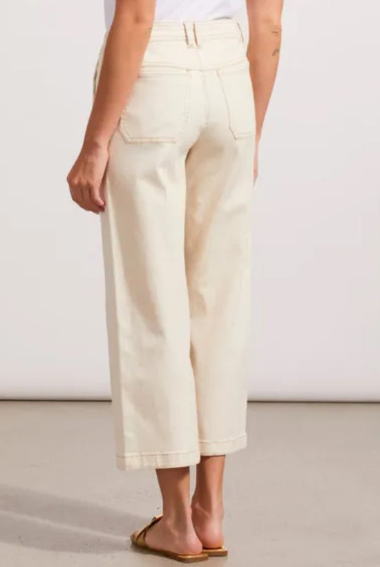 Load image into Gallery viewer, Audrey Button Fly Wide Leg Capri - Ecru
