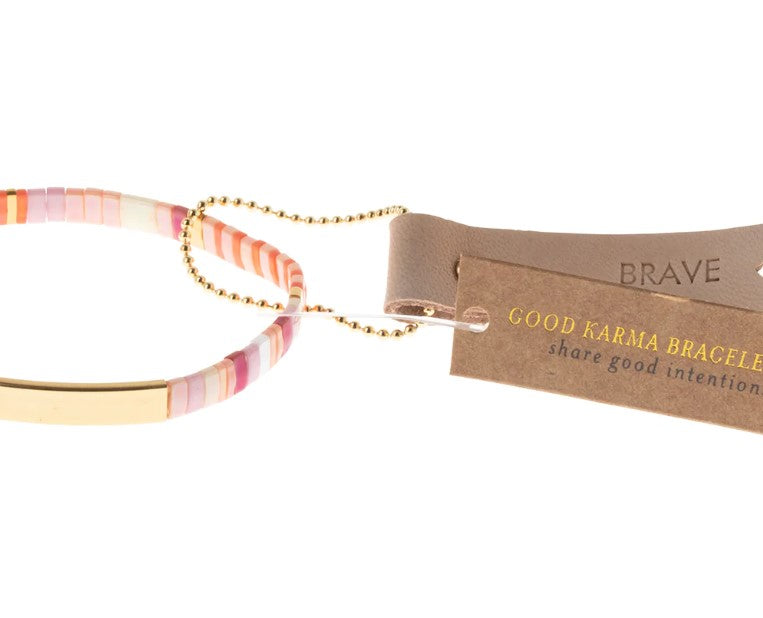 Good Karma Miyuki Bracelet - "Brave" - Pink Multi / Gold