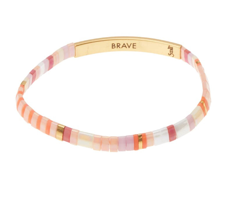 Good Karma Miyuki Bracelet - "Brave" - Pink Multi / Gold