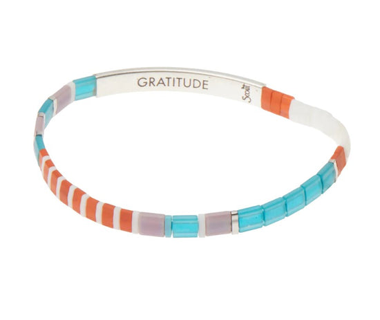 Good Karma Miyuki Bracelet - "Gratitude" - Turquoise / Orange / Silver