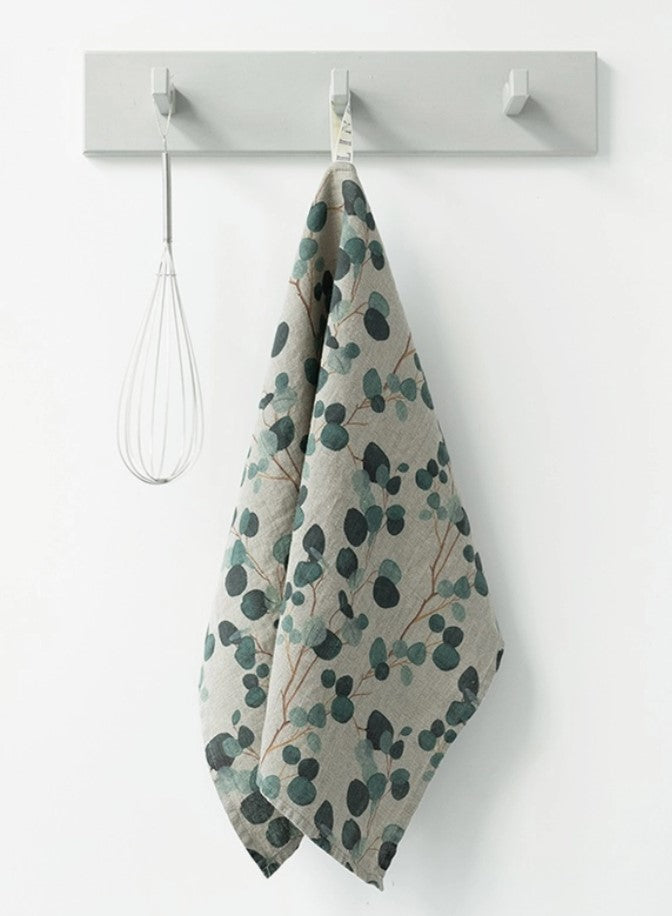 Linen Kitchen Towel - Eucalyptus on Natural