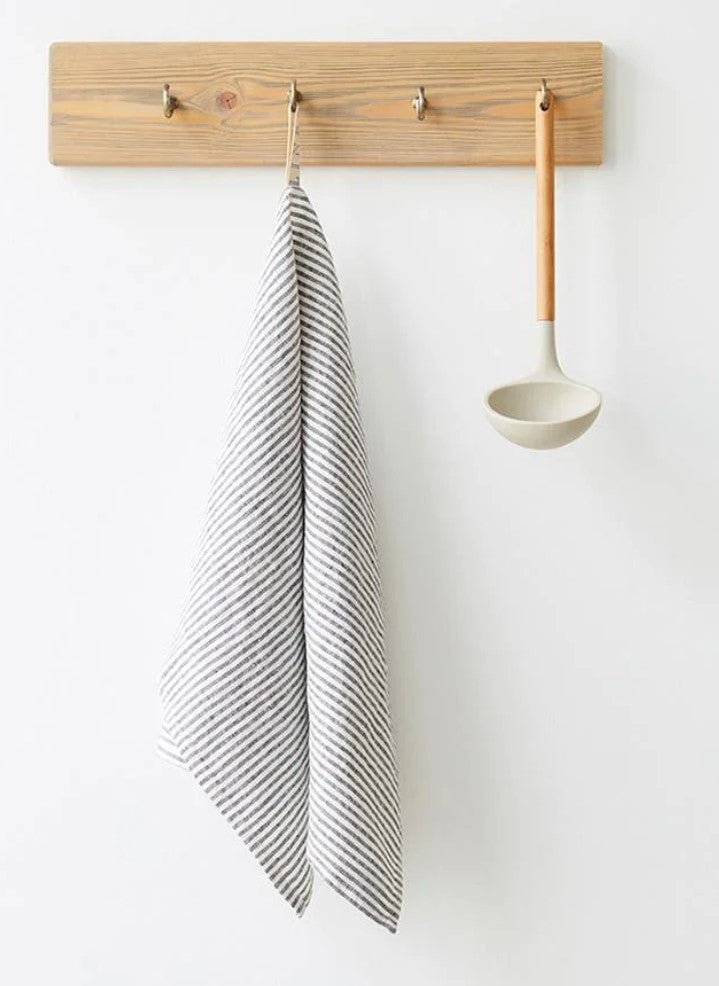 Linen Kitchen Towel - Thin Black Stripe
