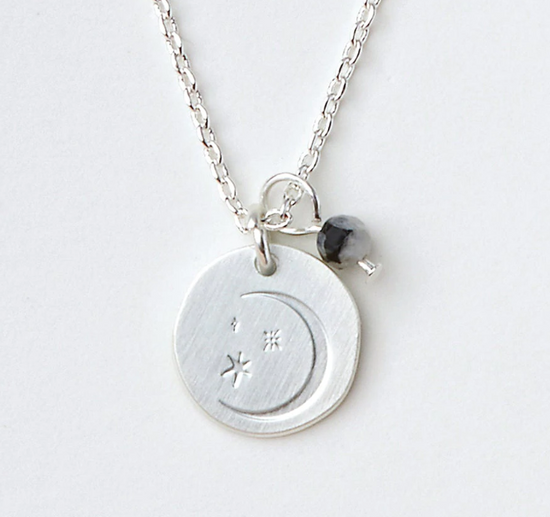 Load image into Gallery viewer, Moonstone Silver Charm Necklace
