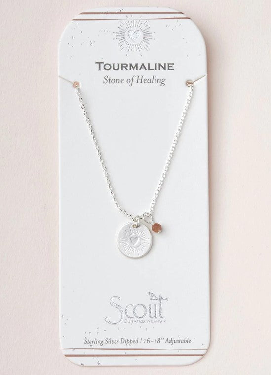 Tourmaline & Silver Charm Necklace