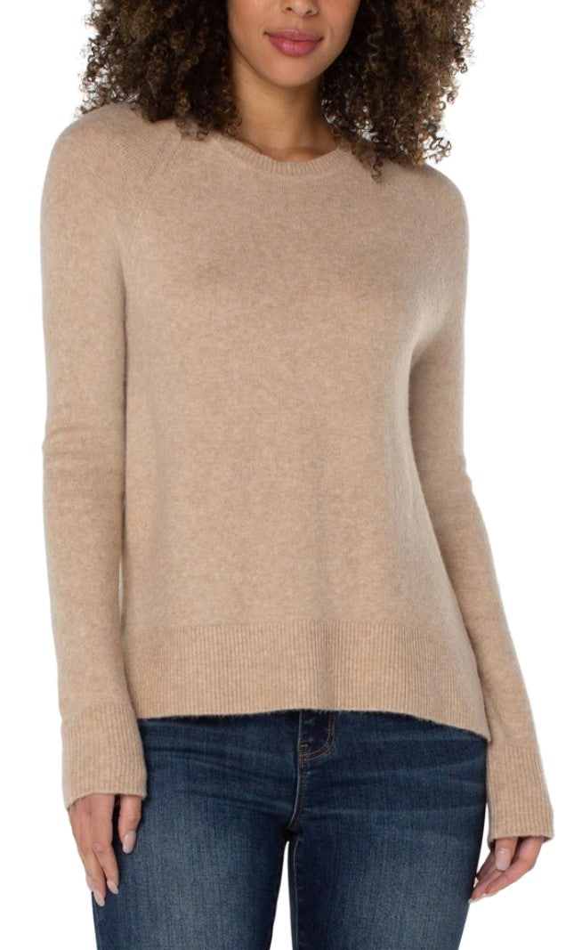 Raglan Sweater with Side Slit - Oatmeal Heather