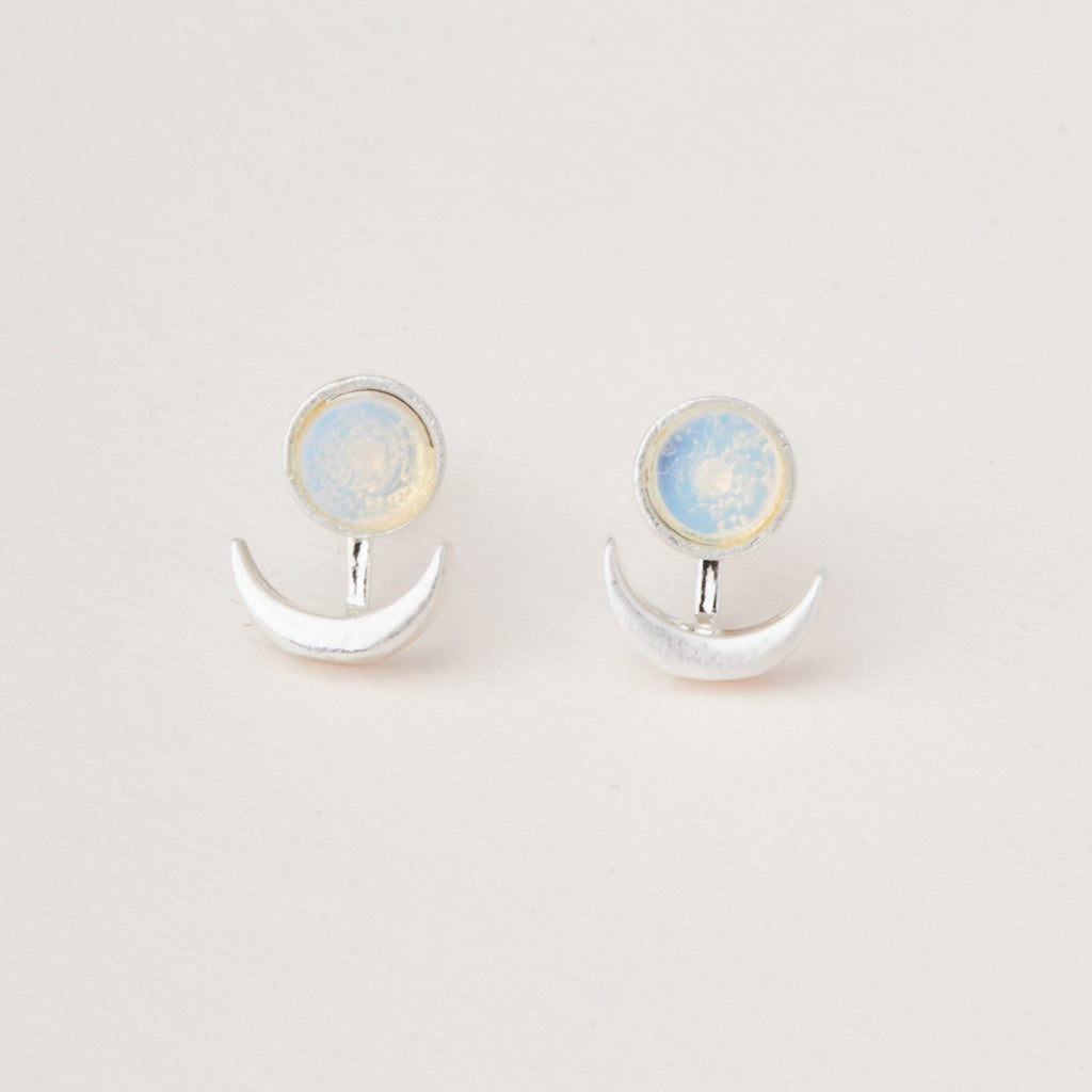Load image into Gallery viewer, Opalite &amp;amp; Silver Ear Jackets
