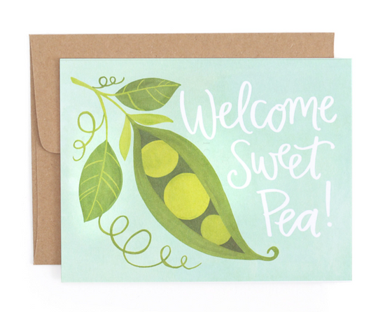Load image into Gallery viewer, &amp;quot;Welcome, Sweet Pea&amp;quot; Baby Card
