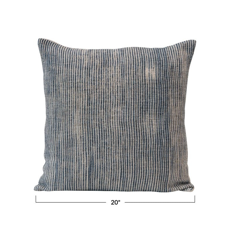 Load image into Gallery viewer, Stonewashed Woven Cotton Blend Slub Pillow with Stripes
