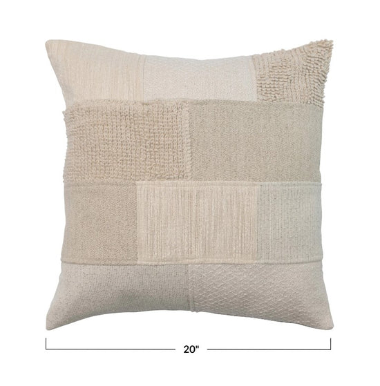 Cotton Patchwork Pillow with Chambray Back