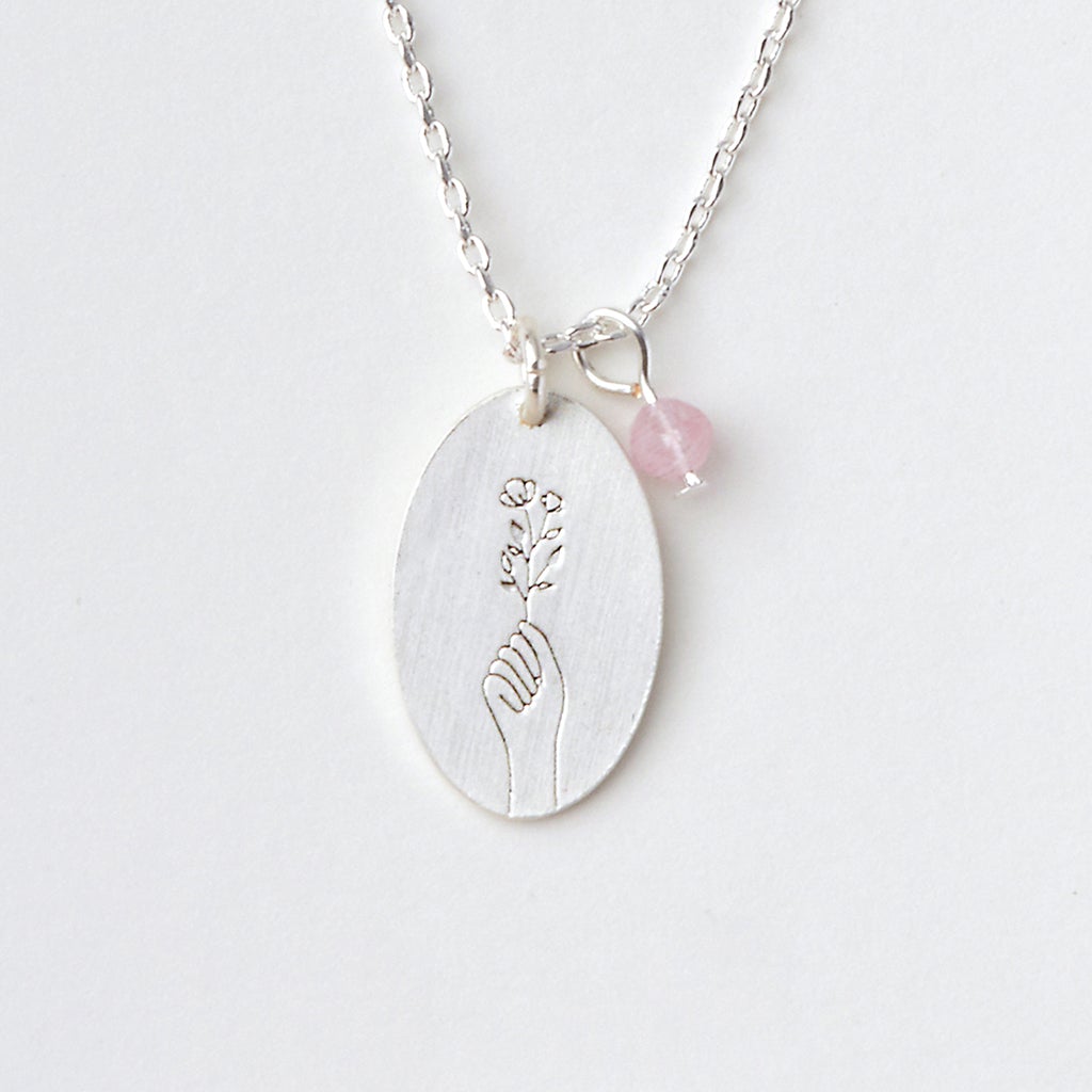 Load image into Gallery viewer, Rose Quartz &amp;amp; Silver Charm Necklace
