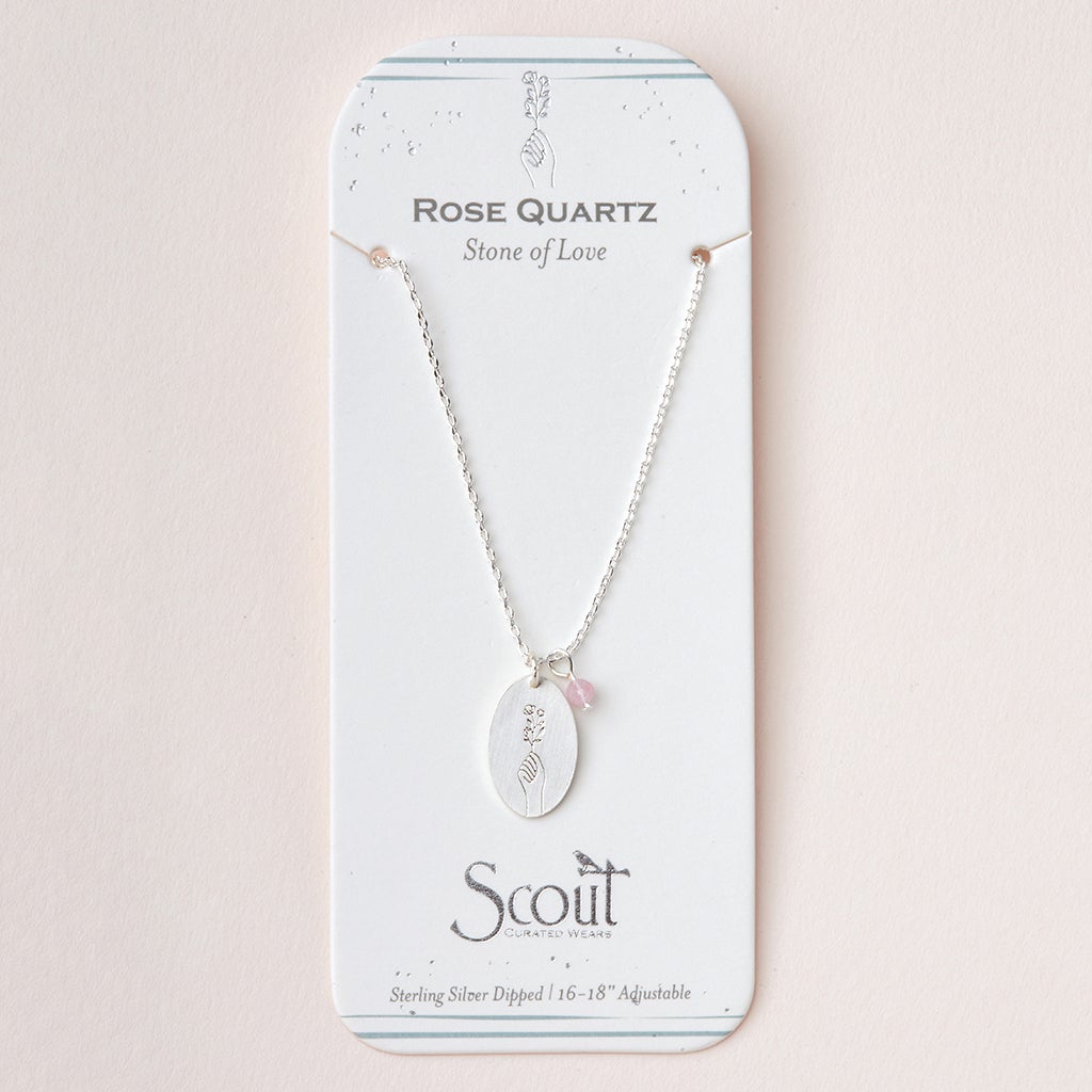 Rose Quartz & Silver Charm Necklace