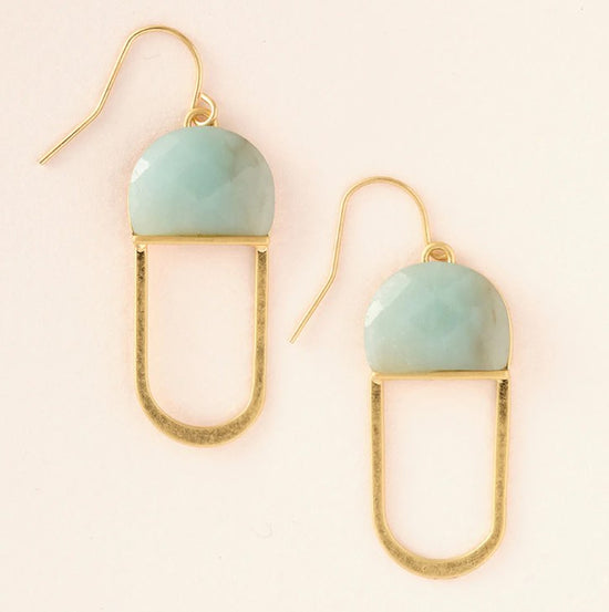 Load image into Gallery viewer, Modern Stone Chandelier Earrings - Amazonite / Gold

