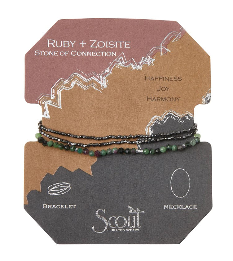 Load image into Gallery viewer, Scout Delicate Wrap - Ruby Zoisite / Hematite
