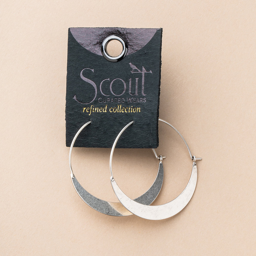 Load image into Gallery viewer, Crescent Hoop Earrings - Sterling Silver

