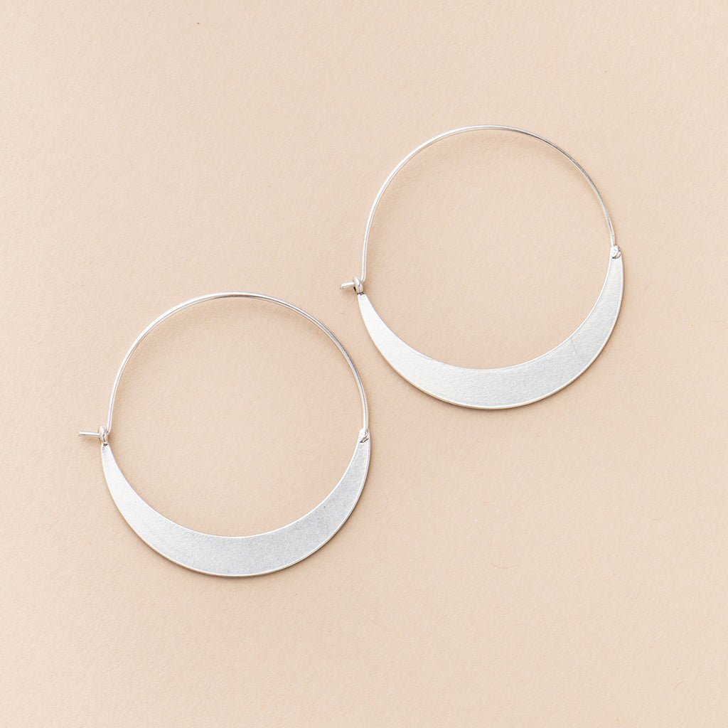Crescent Hoop Earrings - Sterling Silver