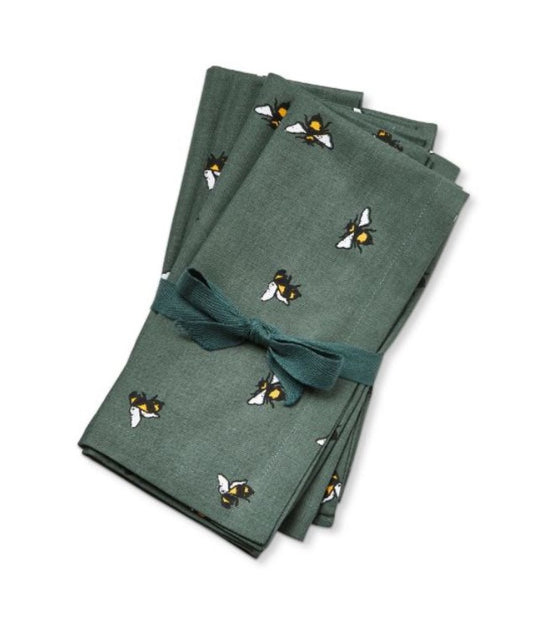 Load image into Gallery viewer, Honey Bee Napkins - Green - Set of 4
