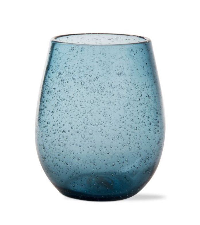 Load image into Gallery viewer, Stemless Wine Glass - Midnight Blue Bubble Glass
