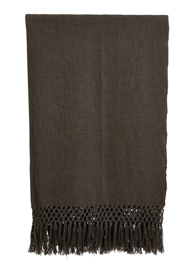 Load image into Gallery viewer, Cotton Throw with Fringe - Charcoal
