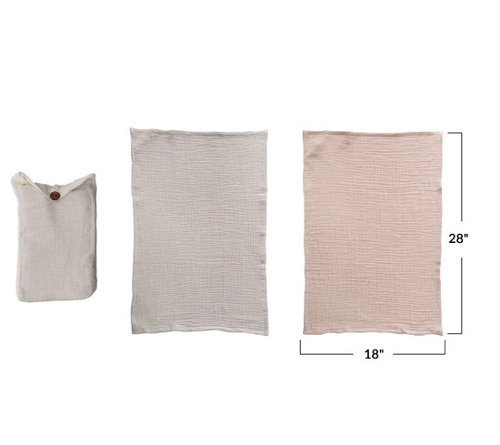 Load image into Gallery viewer, Cotton Tea Towels - Set of 2 in Cloth Bag - Rose &amp;amp; Cement
