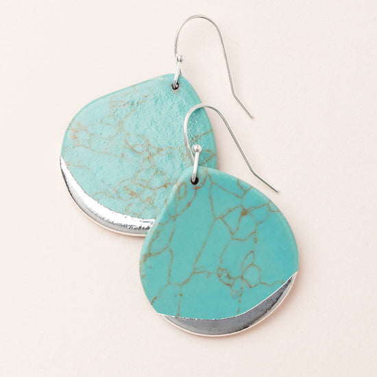 Load image into Gallery viewer, Turquoise &amp;amp; Silver Teardrop Earrings
