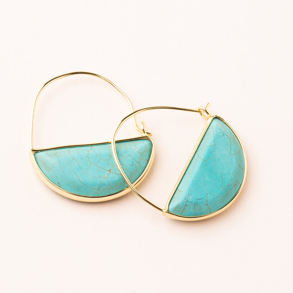 Turquoise & Gold Prism Hoops