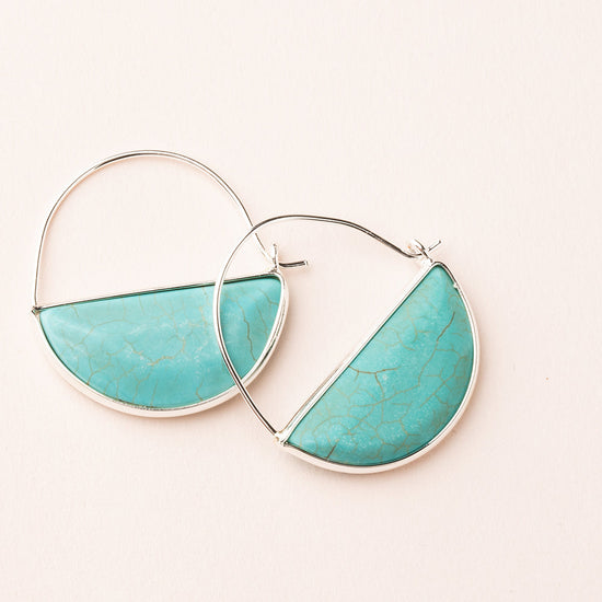 Load image into Gallery viewer, Turquoise &amp;amp; Silver Prism Hoops

