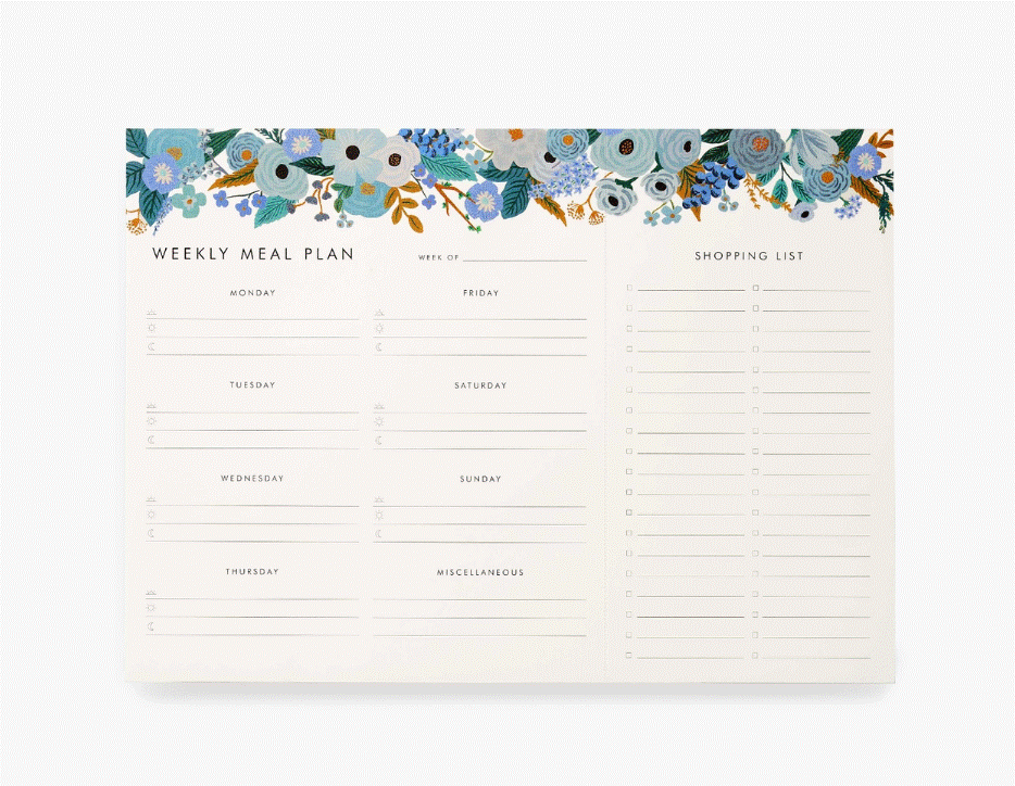 Load image into Gallery viewer, Garden Party Weekly Meal Planner Pad - Blue
